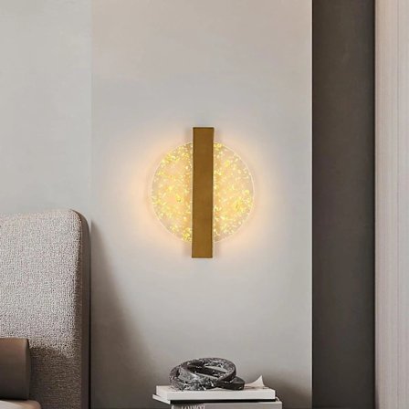 6W Dæmpbar LED Væglampe, Moderne Indendørs Aluminium Væglampe, LED Væglampe Sengelampe, Guld Rund Akryl Væglampe til Stue, Soveværelse, Trapper, H[CO]