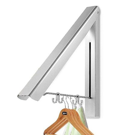 Hjemme Retractable Klær Rack - Veggmontert Folding Klær Henger Tørkestativ For Vaskerom Skap Lagring Organisering, Aluminium, Enkel Installat