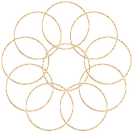 10 blomster ringer, gull drømmefanger ringer, metall ringer, metall kranser, drømmefanger ringer (10X10CM, gull)