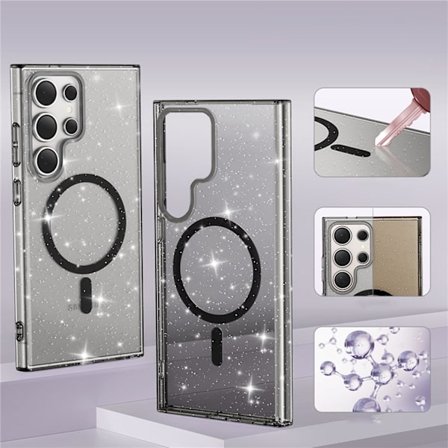 Magneettinen Glitter Läpinäkyvä Kotelo Samsung Galaxy S24:lle, Kestävä Bling-Kotelo TPU-Puskurilla, Iskunvaimennus, Puhelimen Kotelo Yhteensopiva 