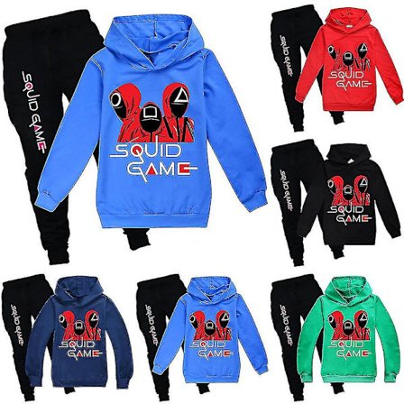 Squid Game Børnetøj Unisex Hoodie Top + Bukser Sæt W
