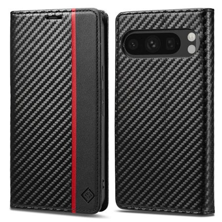 SKALO Google Pixel 10 LC.IMEEKE Carbon Fiber Lompakkokotelo - Musta