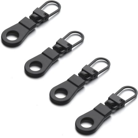 4 stk. Sorte Lynlåshåndtag Udskiftning til Lynlåse med Små Huller, Aftagelig Lynlåsflap Reparation til Tøj Jakker Støvler Tasker