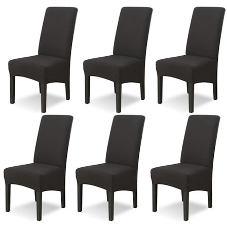 (Svart) 6 Store Spisestolstrekk Store Stoltrekk Avtakbare Vaskbare