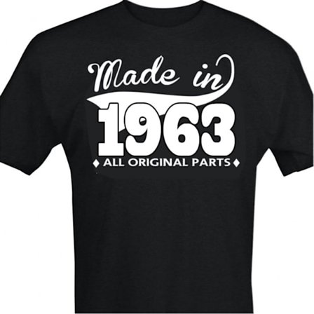 Svart T-shirt med design - Made in 1963 - All original parts