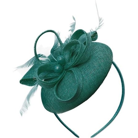 Perle Rund Pillbox Loop Sinamay Hodebånd Fascinator for Kvinner Bryllup Ascot Races[Teal]