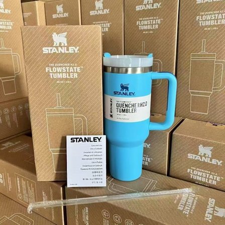 Stor 1,2L Tumbler i rustfrit stål med håndtag og sugerør til bilrejser