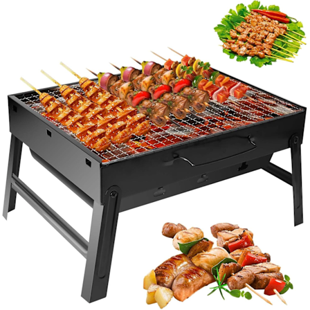 Mini bærbar grill, sammenklappelig grill, campinggrill, til picnic, have, camping, rejser (35*17*23cm)