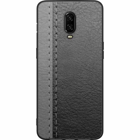 Oneplus 6t Svart Skal Black & Grey Leather