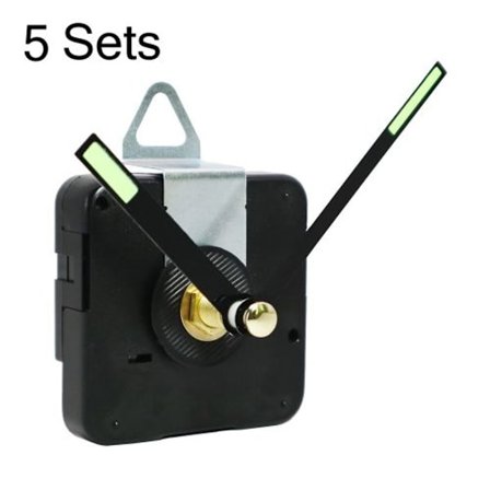 5 sett med kvartsurverk med 18,5 mm aksellengde, stille urverk + selvlysende visere, B