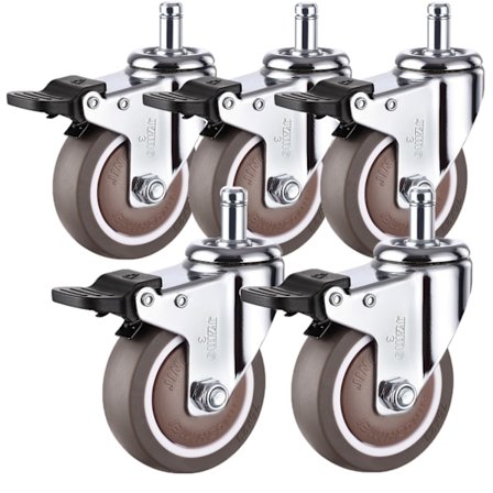 5 Pak Kontorstol Erstatningshjul (med bremser), Heavy Duty Universal Stol Hjul Enkelt Bremse