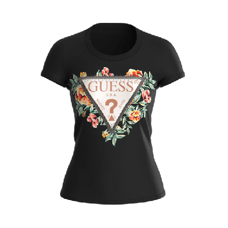Guess Ss Cn Triangle Flowers T-shirt Överdelar Dam Svart S