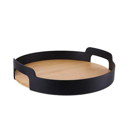 Ottomaanitarjotin, tarjoilualusta kahvoilla, rustiikkiset pyöreät puiset tarjottimet, sohvapöydän tarjotin, modernit bambu tarjoilualustat, puiset 