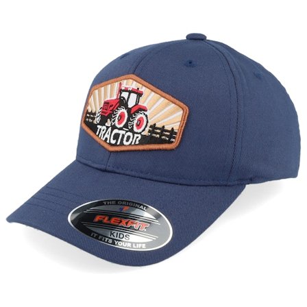 Kiddo Cap - Blu flexfit Cappellino - Kids Red Tractor Wide Patch Navy Flexfit @ Hatstore