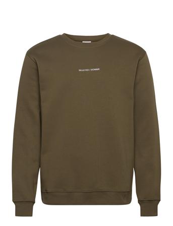 Slhhankie Logo Crew Neck Sweat W Noos Sweat-shirt Genser Kakigrønn Selected Homme*Betinget Tilbud
