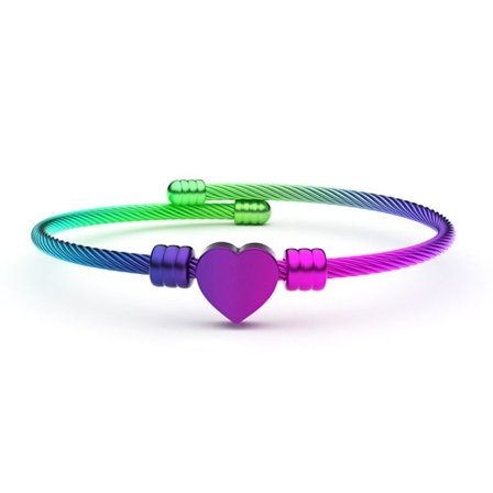 Kärlekshjärta Charm Armband Stålrep Armband MULTICOLOR