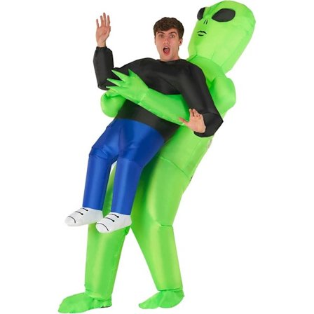 Oppblåsbar Alien Kostyme for Voksne, Alien Bortføringskostyme, Kidnappet av Alien Kostyme, Morsomme Oppblåsbare Halloween Kostymer for Voksne voksen