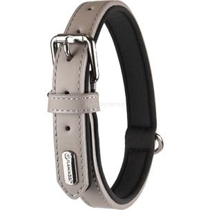 Lær- Binti Grått -Halsbånd Hund