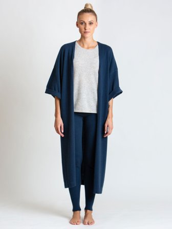Kashmina - Kashmircardigan "Kaftan" - mountain blue - Size L