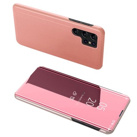 SKALO Samsung S24 Ultra Clear View Flip Cover - Rosa guld