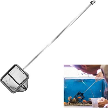 Justerbart teleskopisk fiskenett for akvarium, uttrekkbart håndtak fiske håv, mini sammenleggbart nett for akvarium, 1 pakke