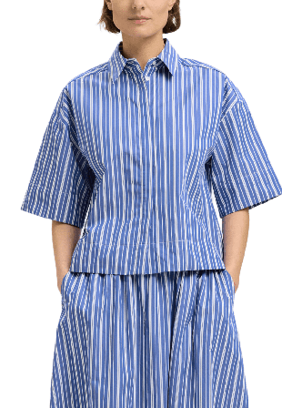 Selected Femme SLFFIA Cropped Striped Shirt Blusar Dam Blå 36