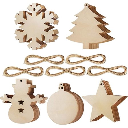 50 kpl Joulukuusen Koristeet Askarteluun Joulukoristeet Puiset Kiekot Puiset Tähdet Puu