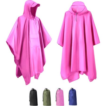 ING Regnponcho med opbevaringspose - Vandtæt regnponcho - Hurtigtørrende cykelregnponcho - Vindtæt - Unisex - One size fits all - Pink
