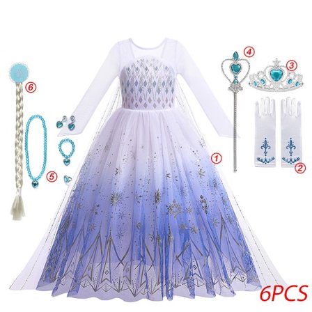 "Frozen 2" Elsa-kostyme for jenter, Halloween-rollespill, Snødronningen Anna prinsessekjole, festkjole, Anna-kjole, A-WELLNGS