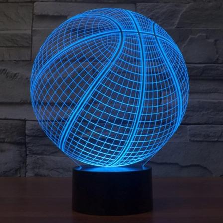 WJ 3D Basketball Fjernbetjening 16 Farve Natlys Illusion Akryl LED Bordlampe Sengelampe Børne Soveværelse Skrivebordsindretning Fødselsdagsjulegave