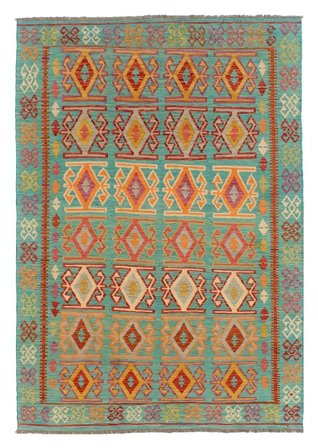 Tessuto A Mano Kilim Afghan Old Style Tappeto 181X253 Di Lana