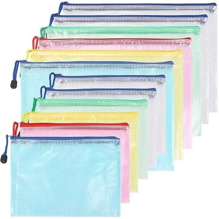 Plastficka med dragkedja för 6 A4- och 6 A5-dokumentfickor