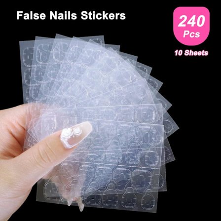 240 st Nagelstickers, 10 ark lösa naglar Dubbelsidig klistermärke h