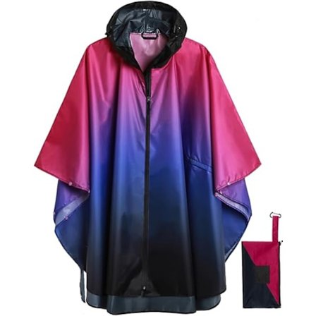 Regnponcho med hætte og lommer til voksne, unisex - alsidig, vandtæt regnfrakke til alle udendørs eventyr