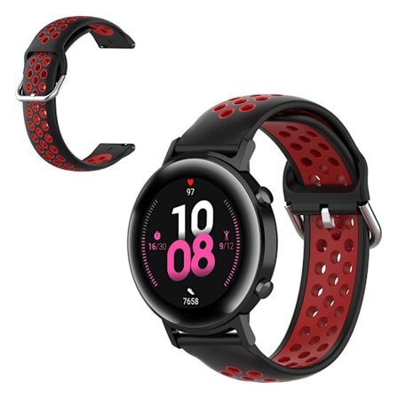 20mm Universal tofarvet silikoneurrem - Sort / Rød