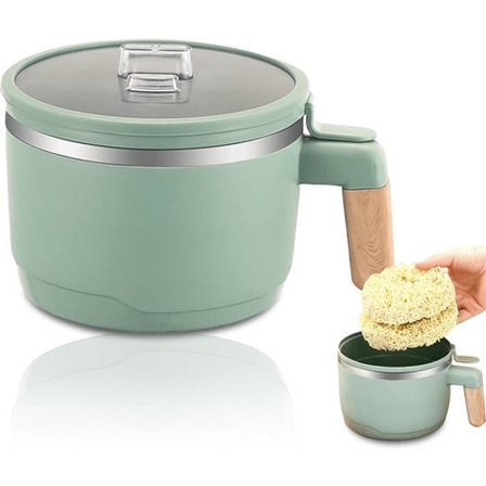 1000ml Ramenbolle med lokk - 304 Rustfritt stål Ramenbolle - Grønn