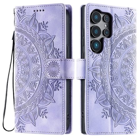 For Samsung Galaxy S25 Ultra Lommebok Deksel Shell Mandala Blomstermønster