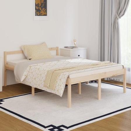 Vidaxl Sängram Massiv Furu 135x190 Cm 4ft6 Brun