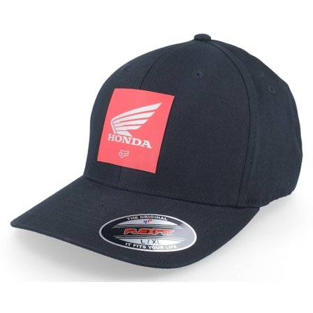 Fox - Sort flexfit Kasket - Honda Black/Red Flexfit @ Hatstore
