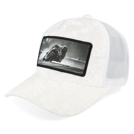 Calza Pennello - Weiss trucker Cap - Racing Motorcycle Bike Velvet White A-Frame Trucker @ Hatstore