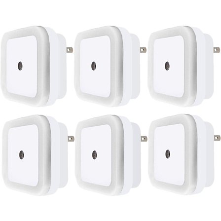 6-pakks nattlys med plugg, LED-nattlyslampe med automatisk skumring