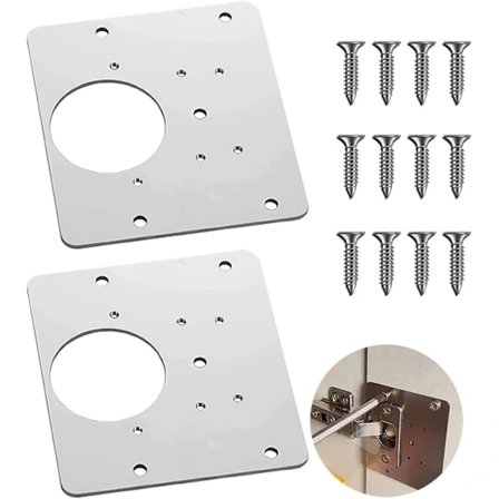 Reparasjonsplate for skapdørhengsel, reparasjonsplate for hengsel, monteringsplate, brukes til dørskap, skap, garderober (2 stk)