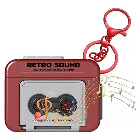 Mini Retro Kassettebåndoptager Klassisk Sjov Rød og Blå Par Gave Nøglering Vedhæng