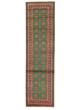 Hand Knotted Afghan Fine Rug 78X290 Brown/Dark Red