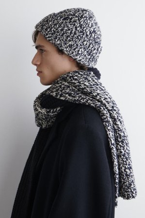 COS Homme Bonnet En Laine Mélangée Mouchetée in Bleu