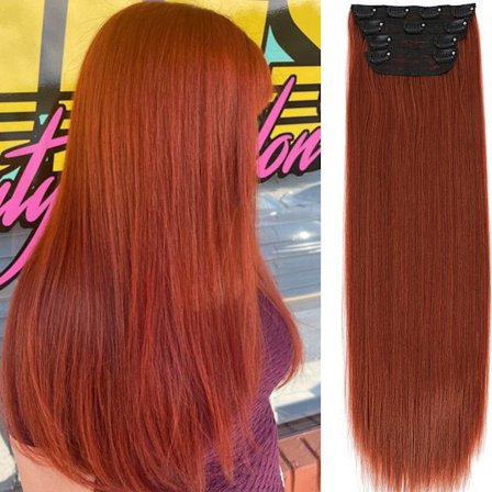 220g 24 tuumaa Ginger Orange Clip In suorat hiuspidennykset Ombre Blond 27/613# 4kpl/pakkaus lämmönkestävät ruskeat synteettiset hiukset