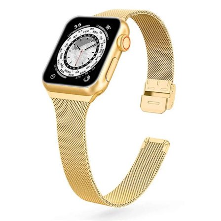 Smal armband Metallband kompatibelt Apple Watch 9 8 7 6 SE 5 4 38 40 41 45 49MM Ultra Rostfritt stål Milanese-armband kompatibelt iwatch 42 44MM