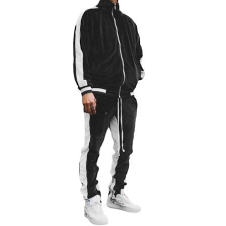 Herrar Gyllene Sammet Clash Färg Sport Casual Suit