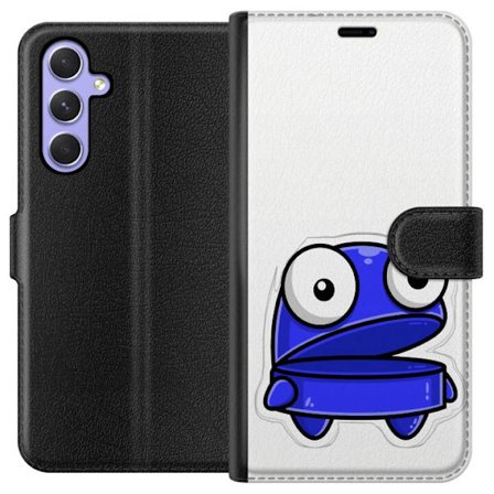 Kompatibel Tegnebogsetui til Samsung Samsung Galaxy A54 Blå tegneseriefigur med åbent udtryk og store øjne i sjov illustration