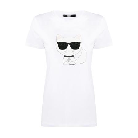 Karl Lagerfeld, print T-shirt Biały, Kobieta, Rozmiar: XS